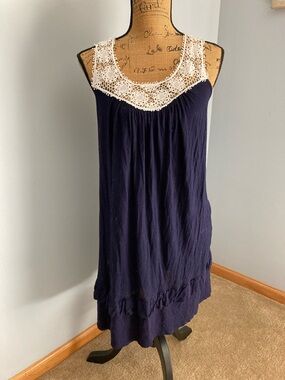 Charming Charlie Jersey Dress with Crochet Neckline